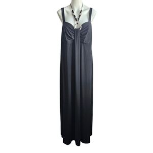 R & M Richards Black Halter Neck Maxi‎ Sz 14W Cocktail Resort Black Tie